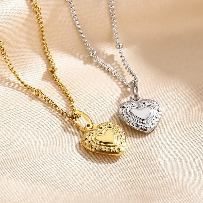 Modern Style Heart Shape Stainless Steel Titanium Steel Plating 18K Gold Plated Pendant Necklace_colorza_11