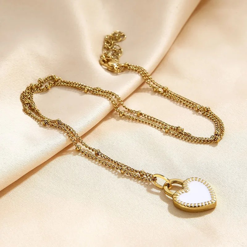 Modern Style Heart Shape Stainless Steel Titanium Steel Plating 18K Gold Plated Pendant Necklace_colorza_14