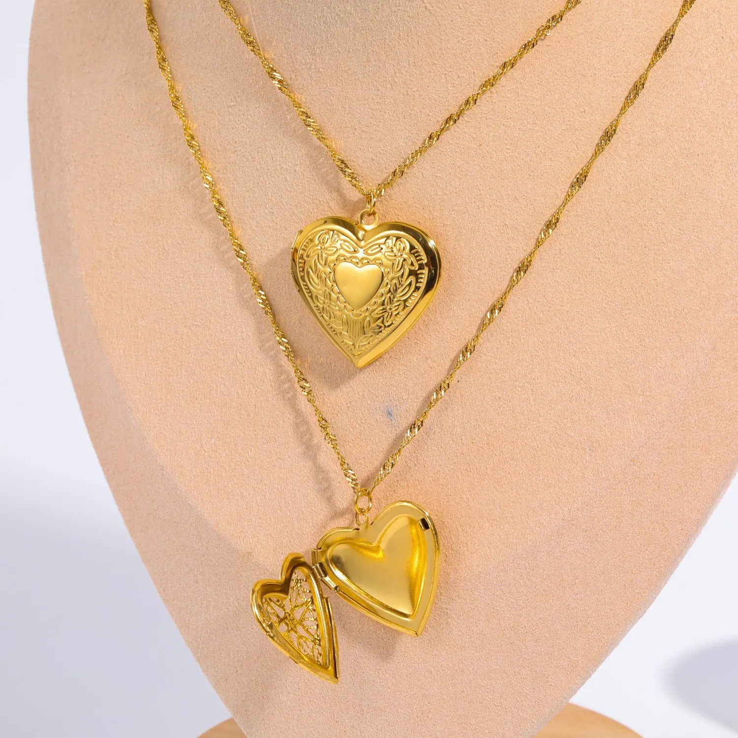 Casual Vintage Style Classic Style Heart Shape Stainless Steel Plating Hollow Out 18K Gold Plated Pendant Necklace_colorza_8