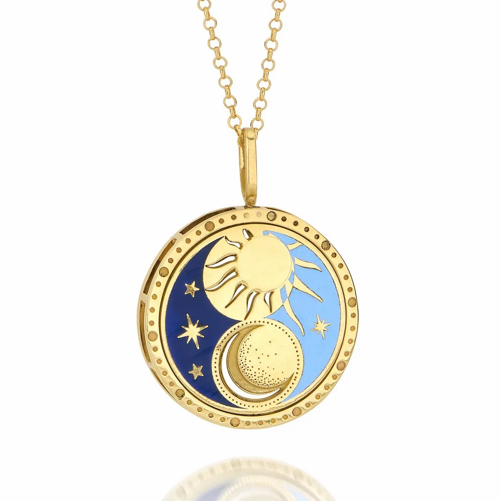 Casual Star Moon Eye Stainless Steel Plating Carving 18K Gold Plated Pendant Necklace_colorza_3