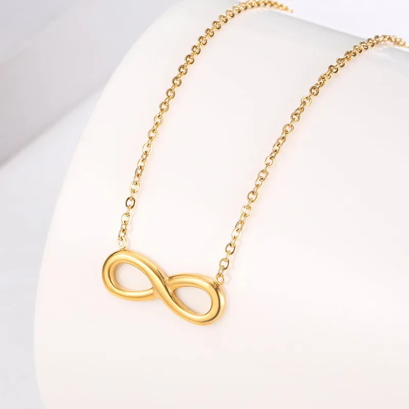 Simple Style Infinity Titanium Steel Plating 18K Gold Plated Necklace_colorza_1