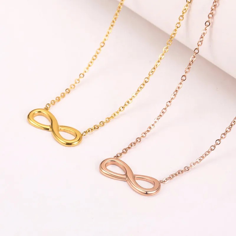 Simple Style Infinity Titanium Steel Plating 18K Gold Plated Necklace_colorza_4