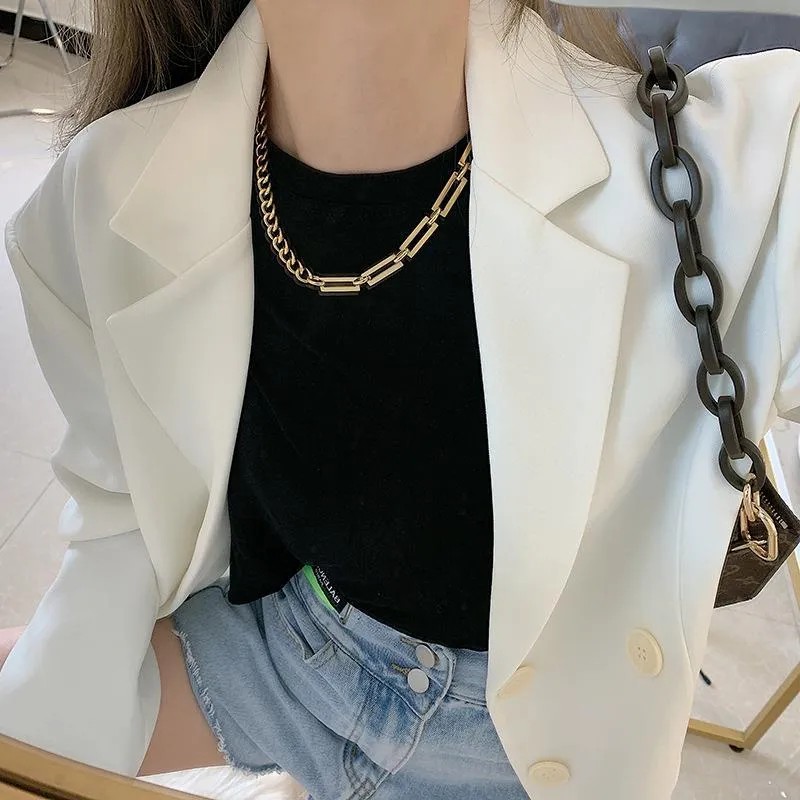 Simple Style Color Block Titanium Steel Plating 18K Gold Plated Necklace_colorza_1