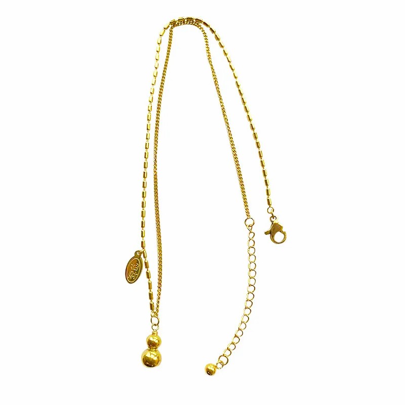 Chinoiserie Simple Style Chinese Character Gourd Titanium Steel Plating 18K Gold Plated Pendant Necklace_colorza_5