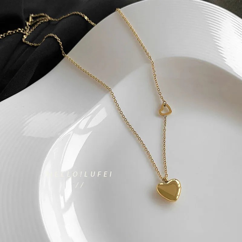 Simple Style Heart Shape Titanium Steel Plating 18K Gold Plated Pendant Necklace_colorza_1