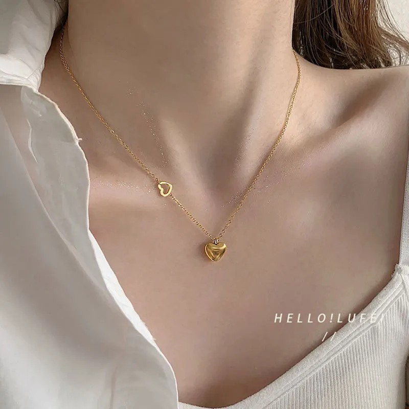 Simple Style Heart Shape Titanium Steel Plating 18K Gold Plated Pendant Necklace_colorza_2