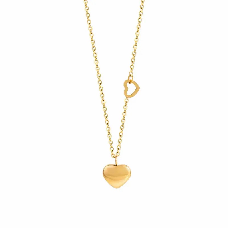 Simple Style Heart Shape Titanium Steel Plating 18K Gold Plated Pendant Necklace_colorza_5