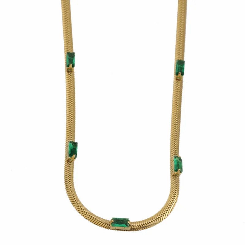 Simple Style Square Titanium Steel Plating Inlay Zircon 18K Gold Plated Necklace_colorza_4
