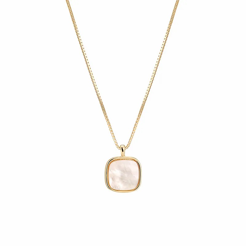 Simple Style Square Titanium Steel Patchwork 18K Gold Plated Pendant Necklace_colorza_5