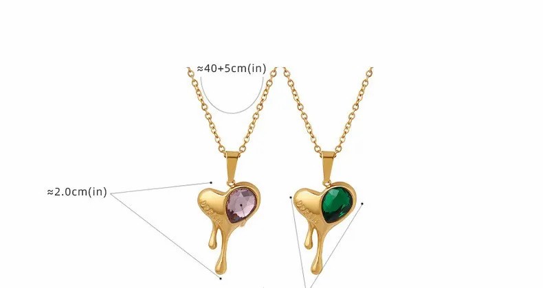 Sweet Heart Shape Titanium Steel Inlay Zircon Pendant Necklace_colorza_4