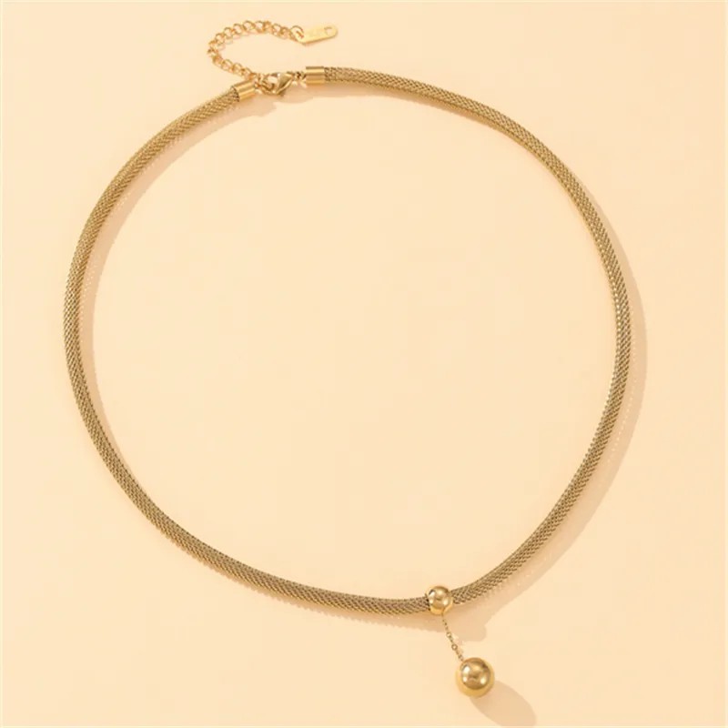 Streetwear Ball Titanium Steel Copper Plating 18K Gold Plated Pendant Necklace_colorza_4