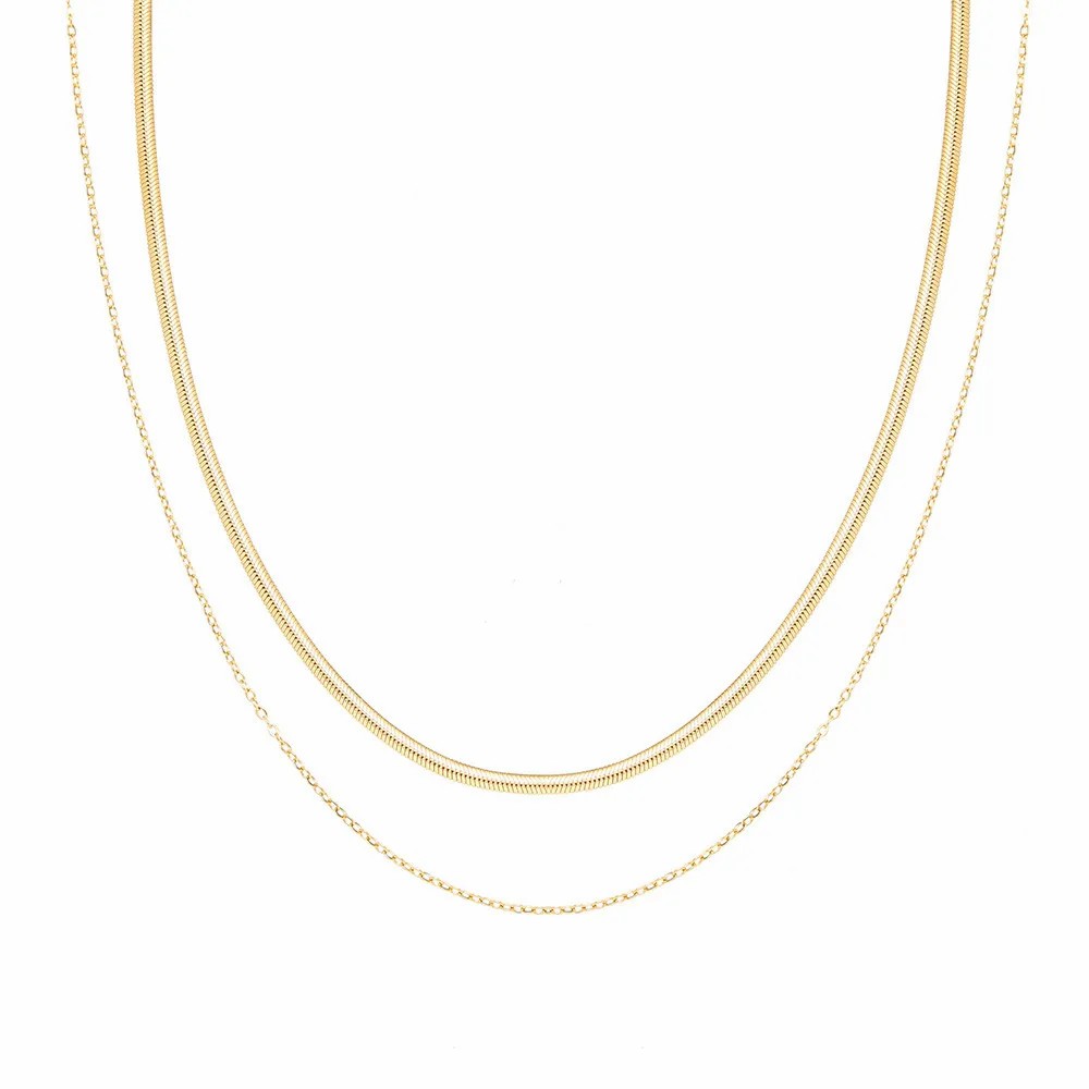 Basic Simple Style Solid Color Stainless Steel Plating 18K Gold Plated Layered Necklaces_colorza_1