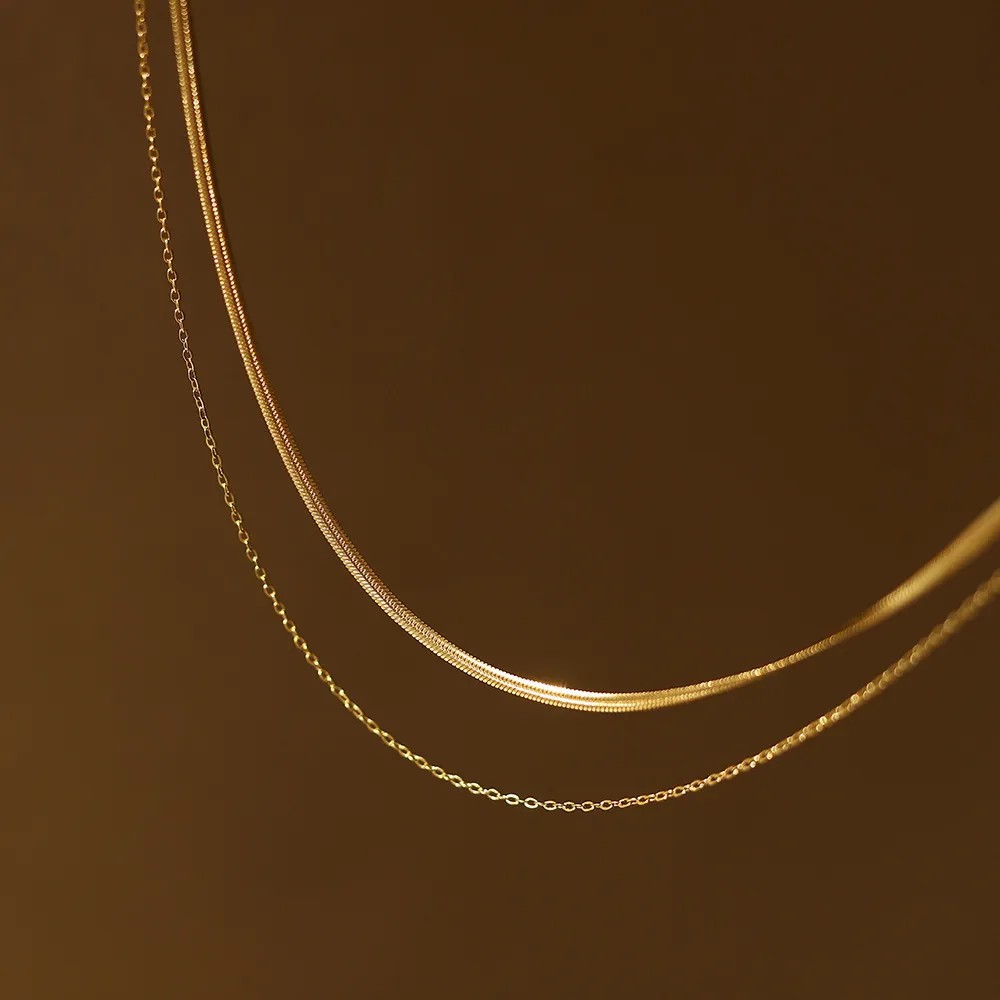Basic Simple Style Solid Color Stainless Steel Plating 18K Gold Plated Layered Necklaces_colorza_2