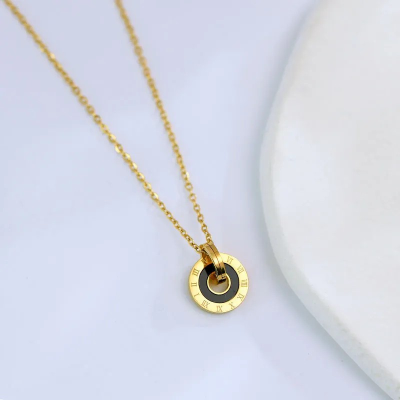 Casual Simple Style Round Stainless Steel Plating Inlay Shell 18K Gold Plated Pendant Necklace_colorza_2