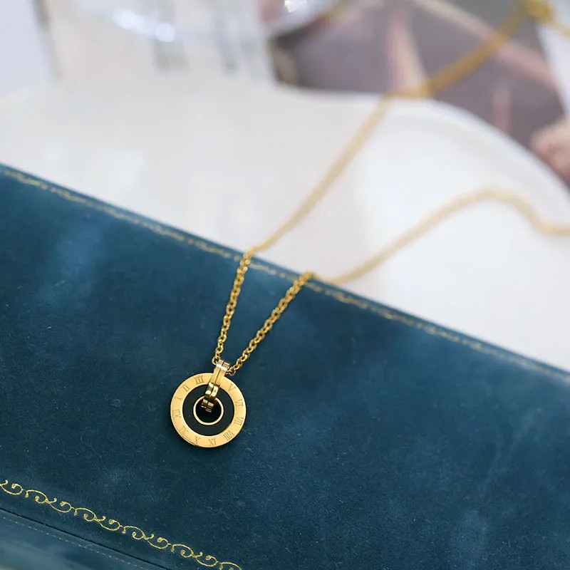Casual Simple Style Round Stainless Steel Plating Inlay Shell 18K Gold Plated Pendant Necklace_colorza_3