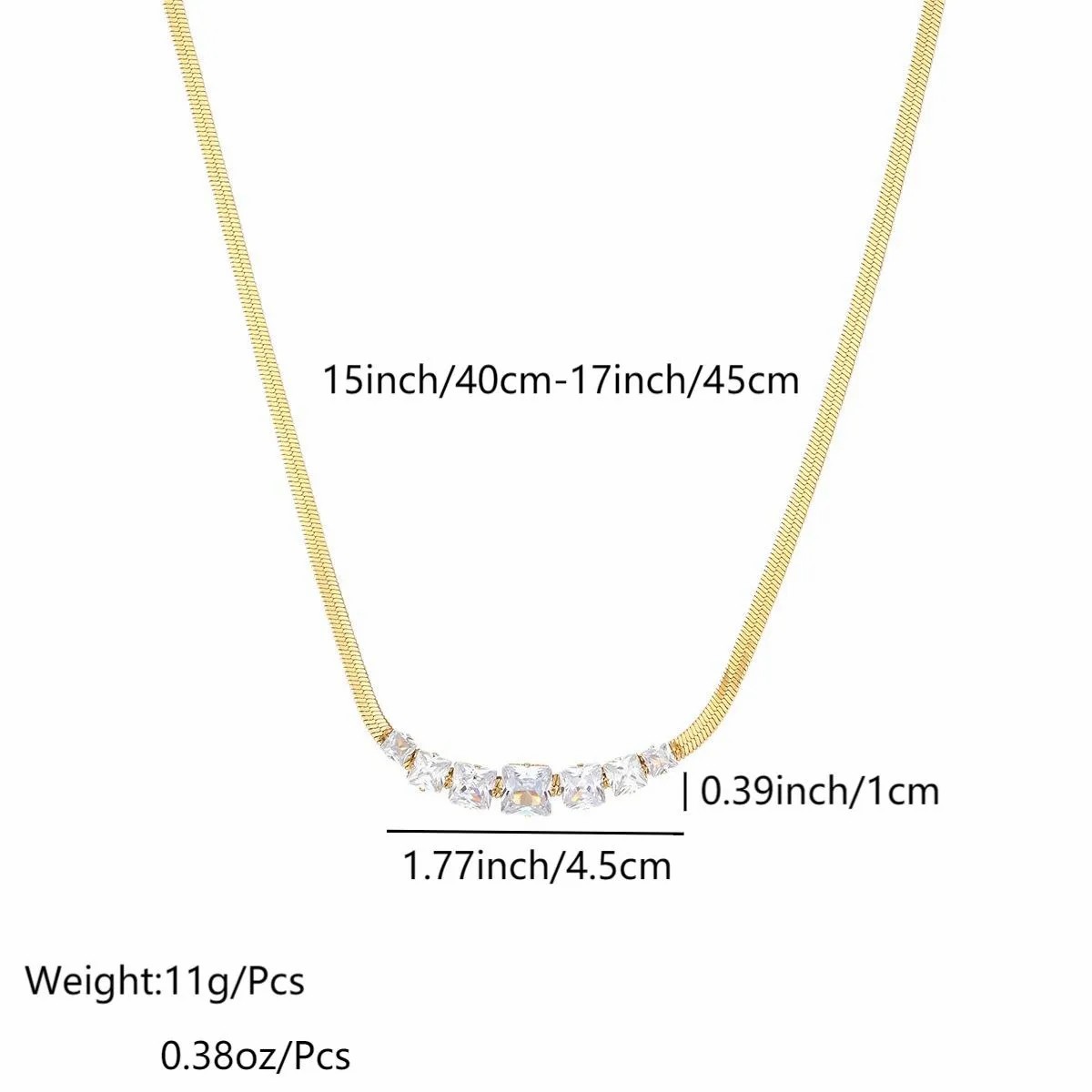 Casual Simple Style Square Stainless Steel Plating Inlay Zircon 18K Gold Plated Necklace_colorza_1