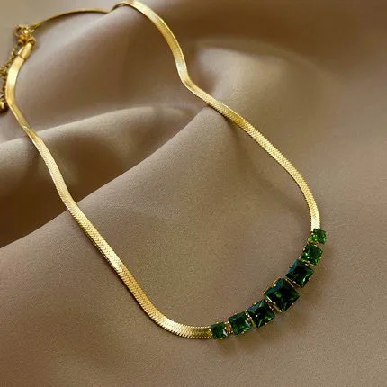Casual Simple Style Square Stainless Steel Plating Inlay Zircon 18K Gold Plated Necklace_colorza_3