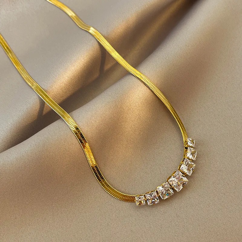 Casual Simple Style Square Stainless Steel Plating Inlay Zircon 18K Gold Plated Necklace_colorza_6