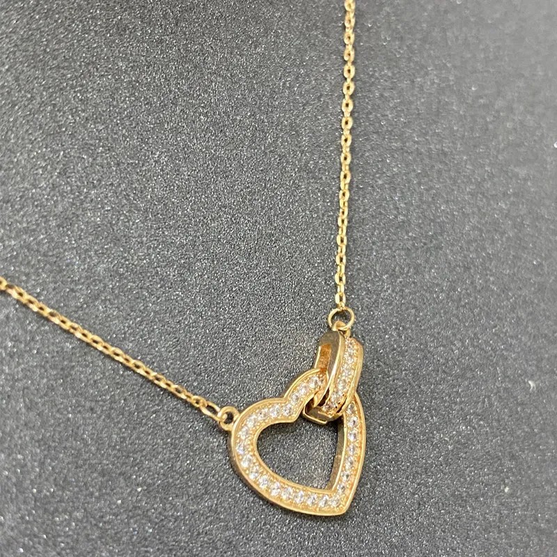 Casual Sweet Heart Shape Stainless Steel Plating Inlay Zircon 18K Gold Plated Necklace_colorza_5