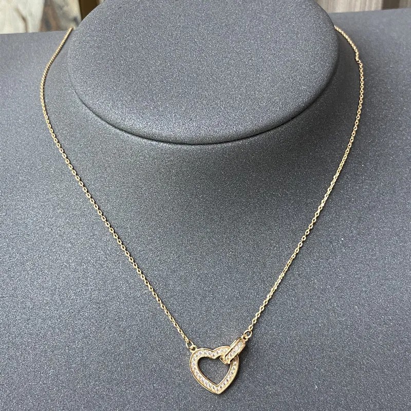 Casual Sweet Heart Shape Stainless Steel Plating Inlay Zircon 18K Gold Plated Necklace_colorza_6