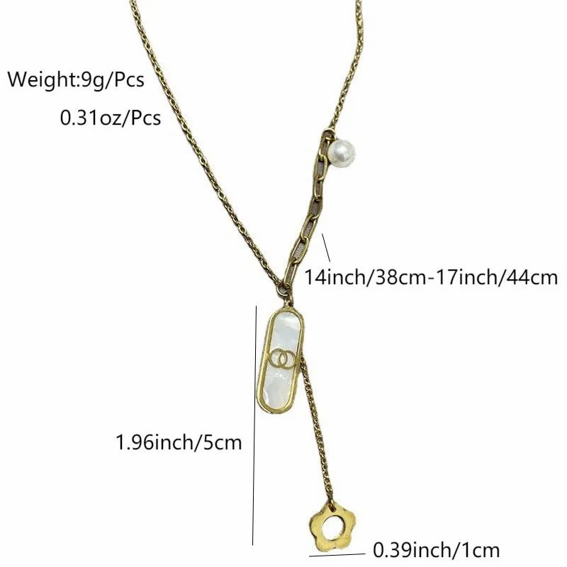 IG Style Sweet Flower Rectangle Stainless Steel Pearl Plating Inlay Shell 18K Gold Plated Pendant Necklace_colorza_1