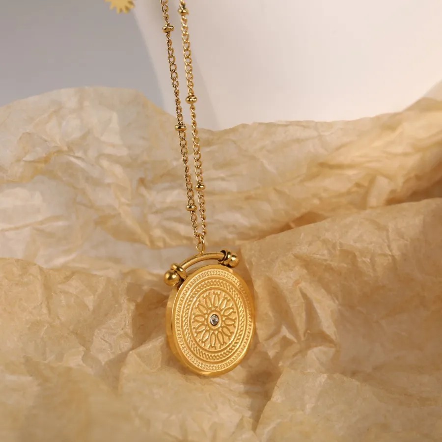 Casual Vintage Style Classic Style Coin Stainless Steel Plating Carving 18K Gold Plated Layered Necklaces_colorza_5