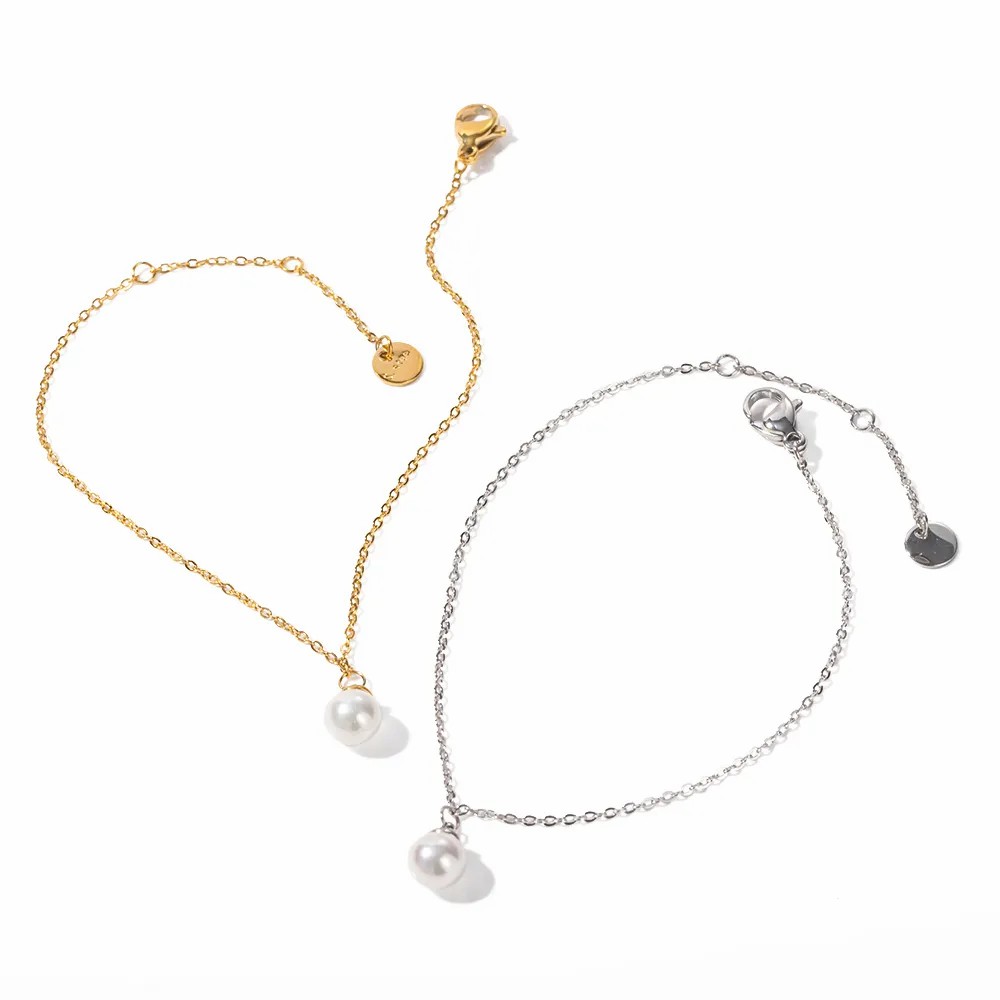 Lady Pearl Stainless Steel Plating Inlay Artificial Pearls 18K Gold Plated Pendant Necklace_colorza_1