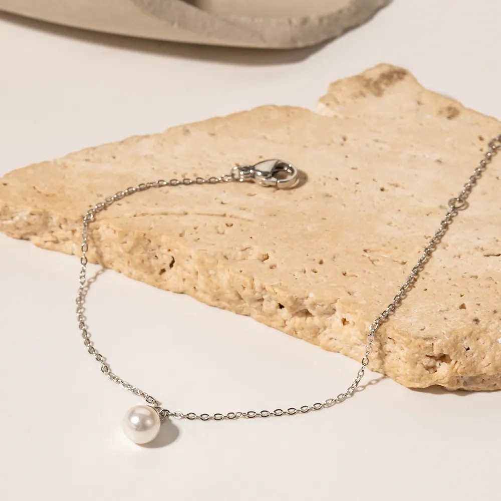 Lady Pearl Stainless Steel Plating Inlay Artificial Pearls 18K Gold Plated Pendant Necklace_colorza_2