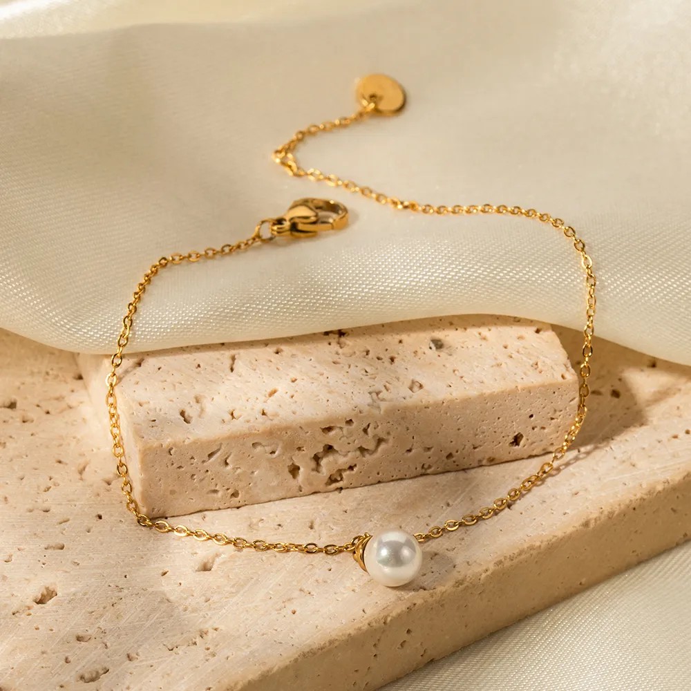 Lady Pearl Stainless Steel Plating Inlay Artificial Pearls 18K Gold Plated Pendant Necklace_colorza_6