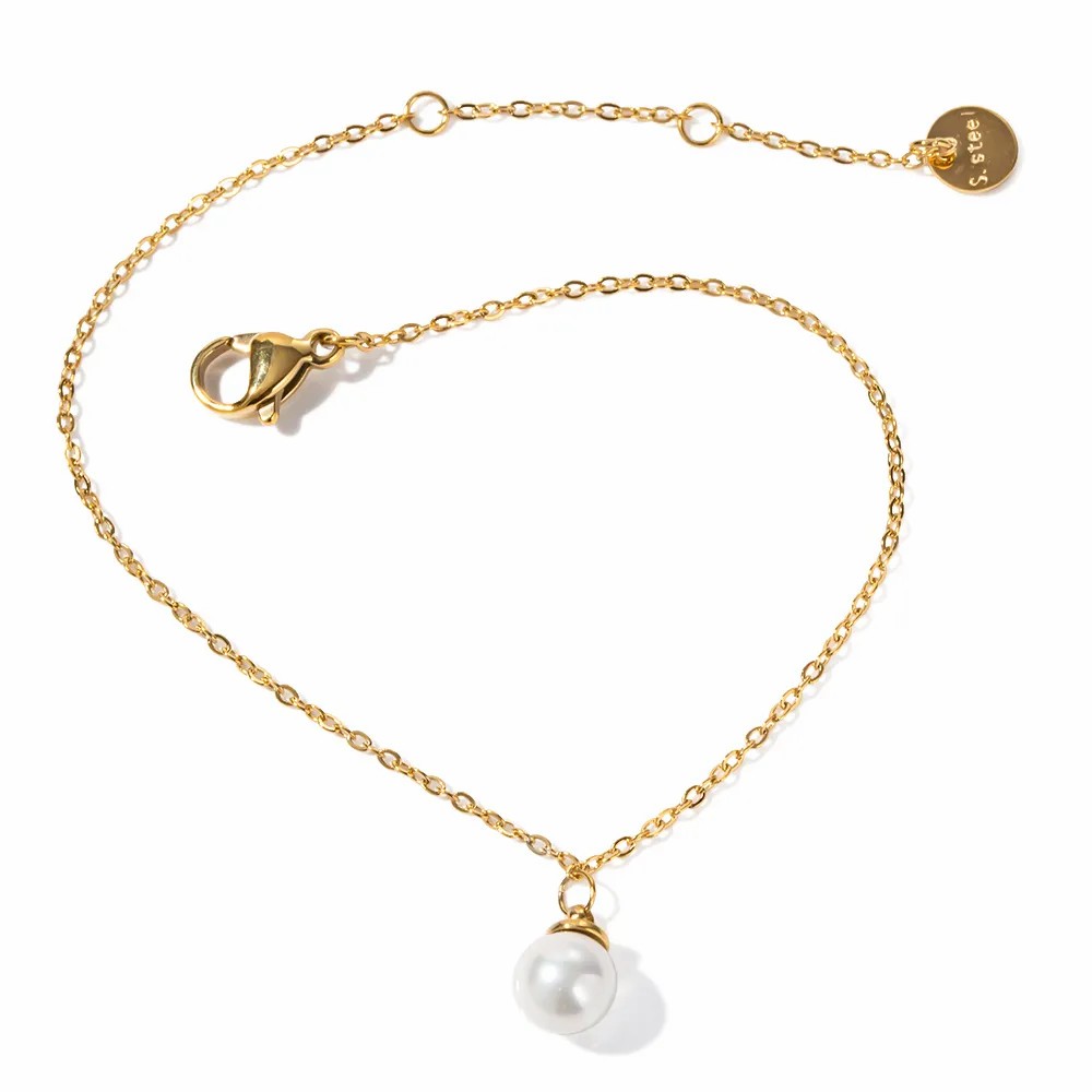 Lady Pearl Stainless Steel Plating Inlay Artificial Pearls 18K Gold Plated Pendant Necklace_colorza_8