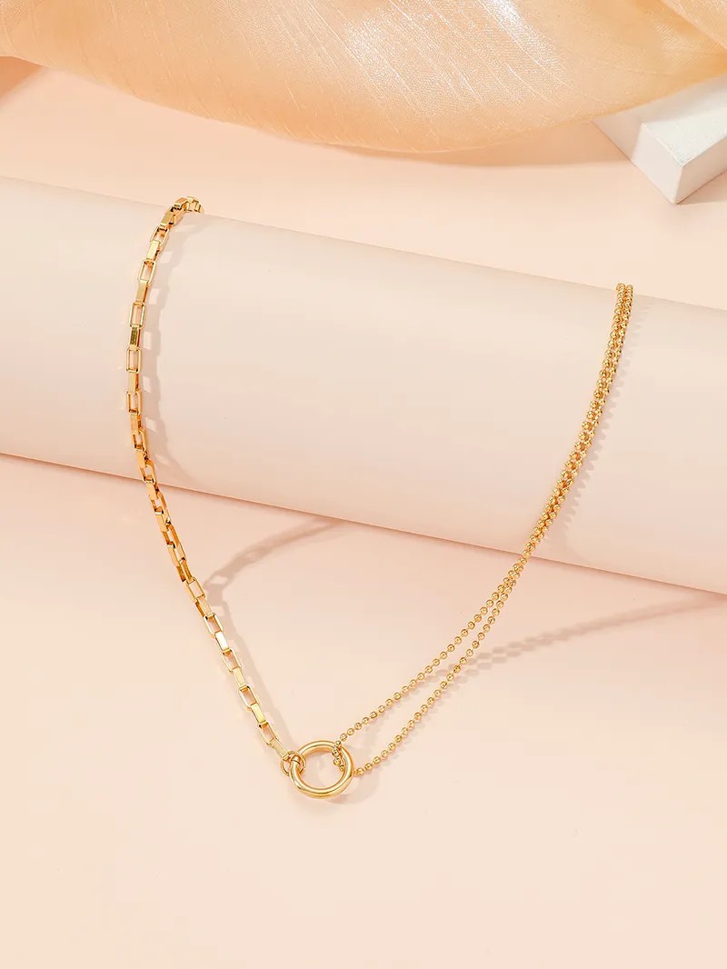 Elegant Luxurious Round Titanium Steel Polishing Plating 18K Gold Plated Necklace_colorza_2