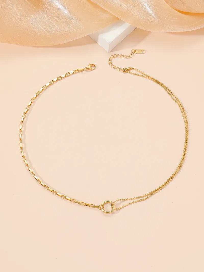 Elegant Luxurious Round Titanium Steel Polishing Plating 18K Gold Plated Necklace_colorza_3