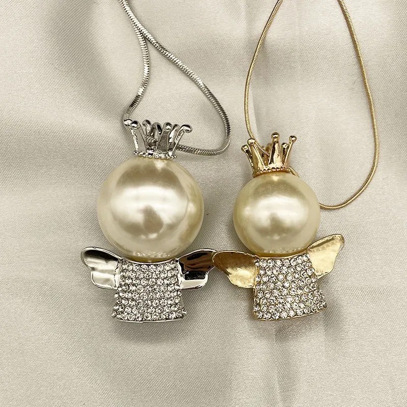 Princess Cute Crown Alloy Titanium Steel Plating Inlay Zircon Gold Plated Silver Plated Sweater Chain Long Necklace_colorza_2