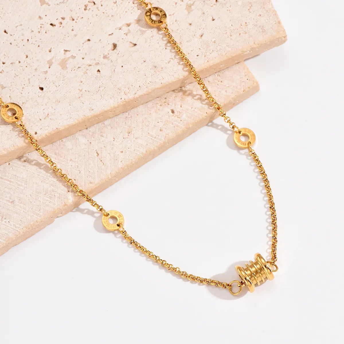 Elegant Simple Style Round Stainless Steel Plating 14K Gold Plated Necklace_colorza_4