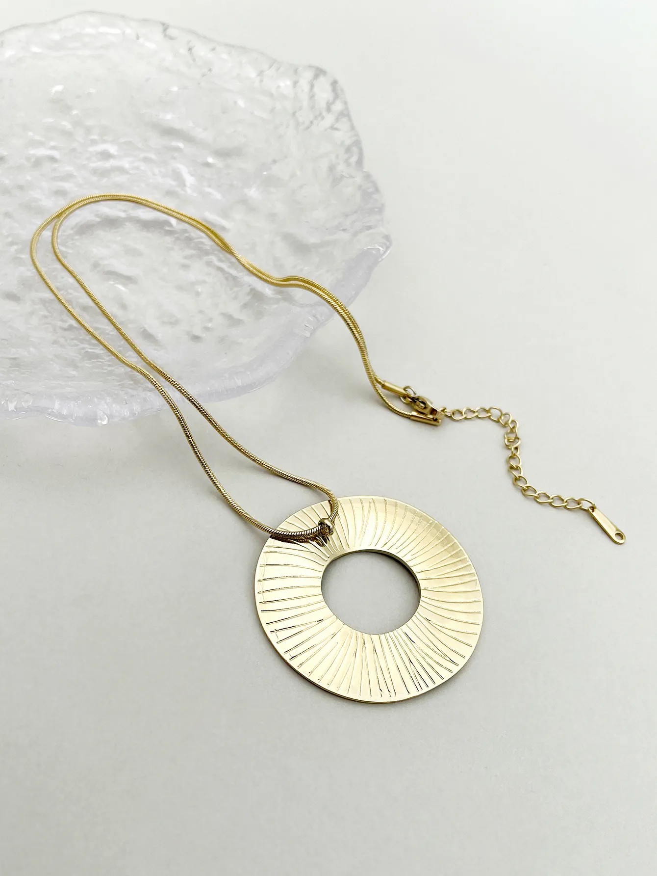 Exaggerated Circle Stainless Steel Polishing Plating Gold Plated Necklace_colorza_2