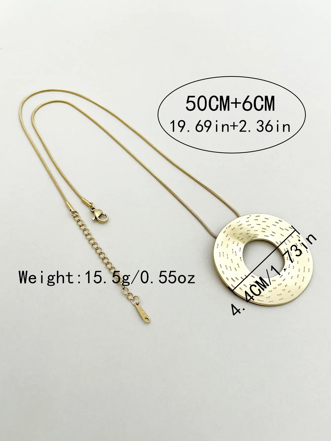 Exaggerated Circle Stainless Steel Polishing Plating Gold Plated Necklace_colorza_3