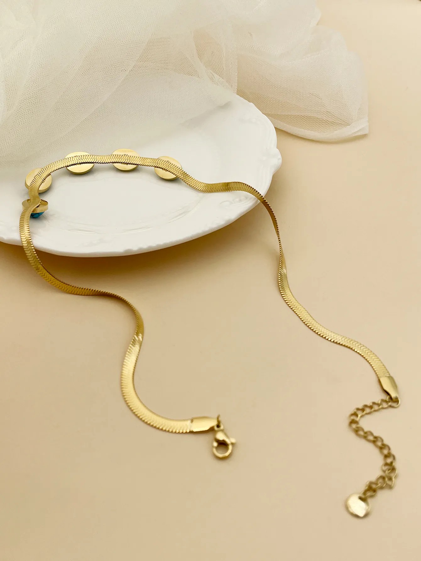 Elegant Vintage Style Oval Stainless Steel Polishing Plating Inlay Turquoise Gold Plated Necklace_colorza_2