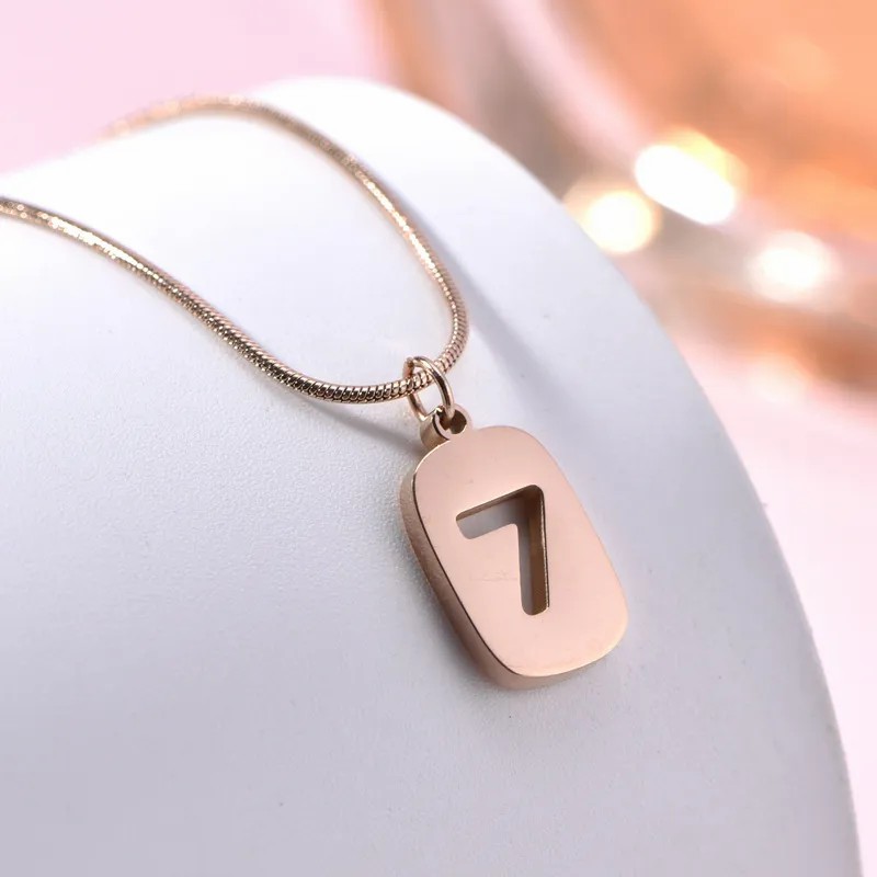 Simple Style Number Titanium Steel Plating 18K Gold Plated Pendant Necklace_colorza_2
