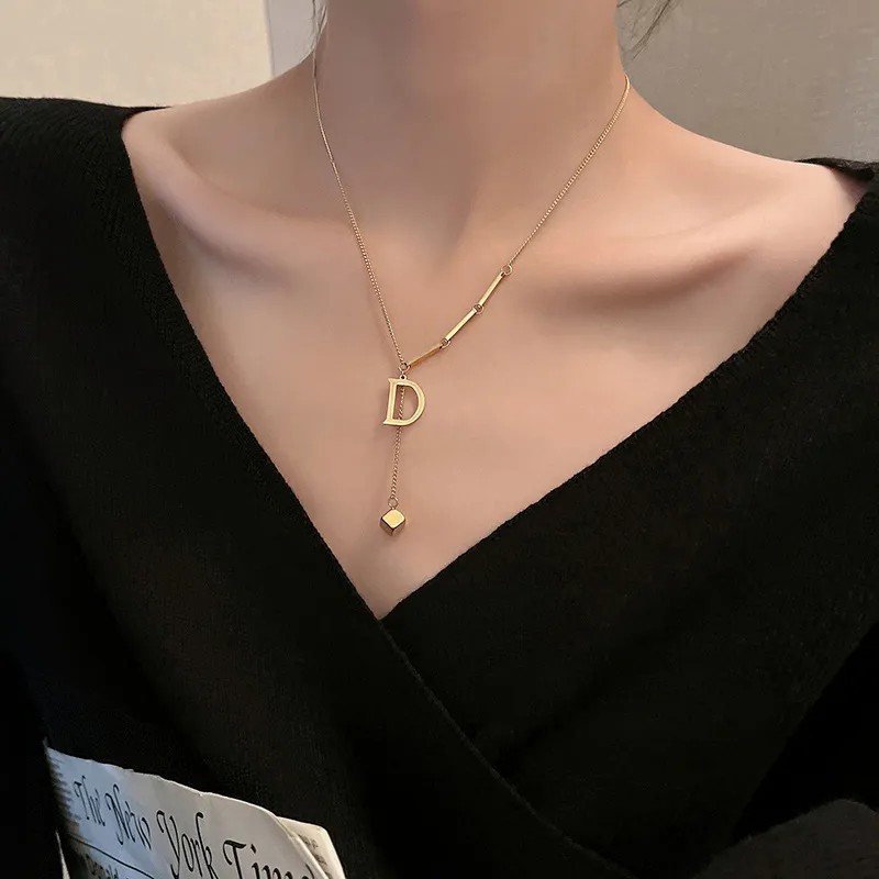 Casual Streetwear Letter Titanium Steel Plating 18K Gold Plated Necklace_colorza_1