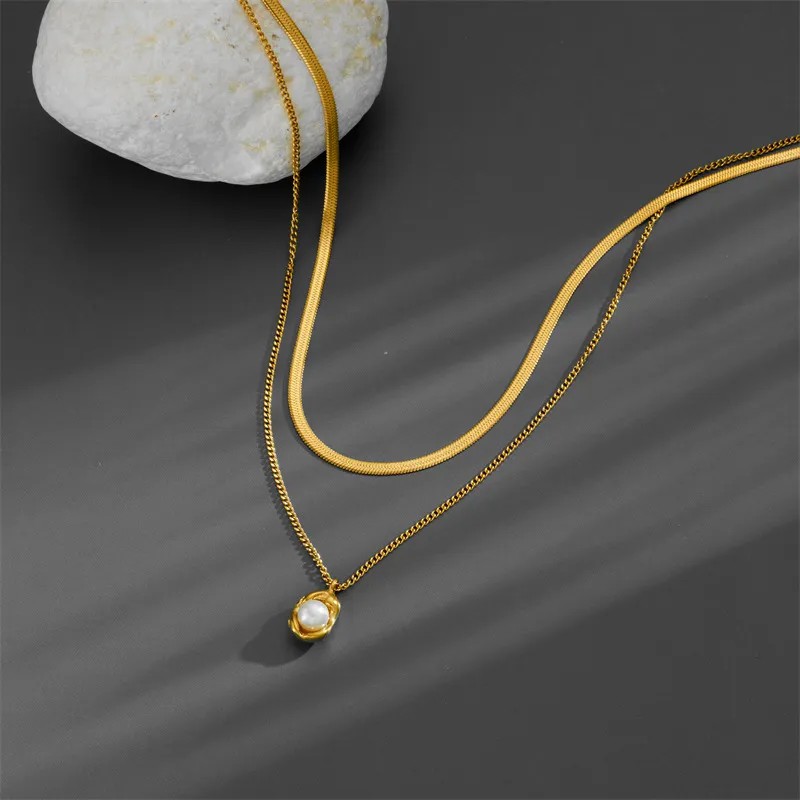 Simple Style Pea Titanium Steel Plating Inlay Zircon 18K Gold Plated Pendant Necklace_colorza_2