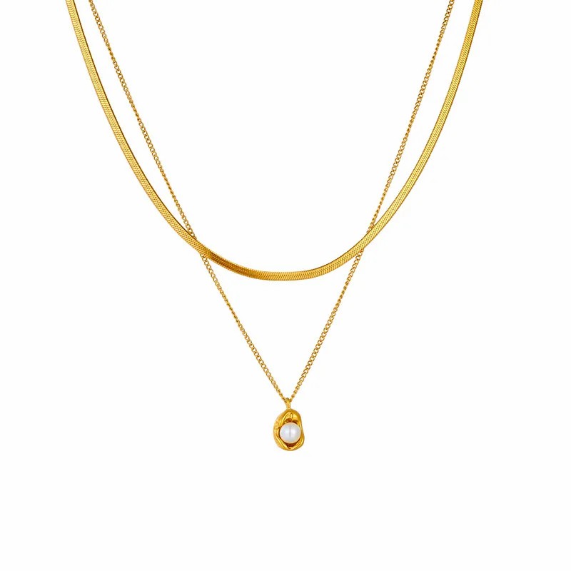 Simple Style Pea Titanium Steel Plating Inlay Zircon 18K Gold Plated Pendant Necklace_colorza_5