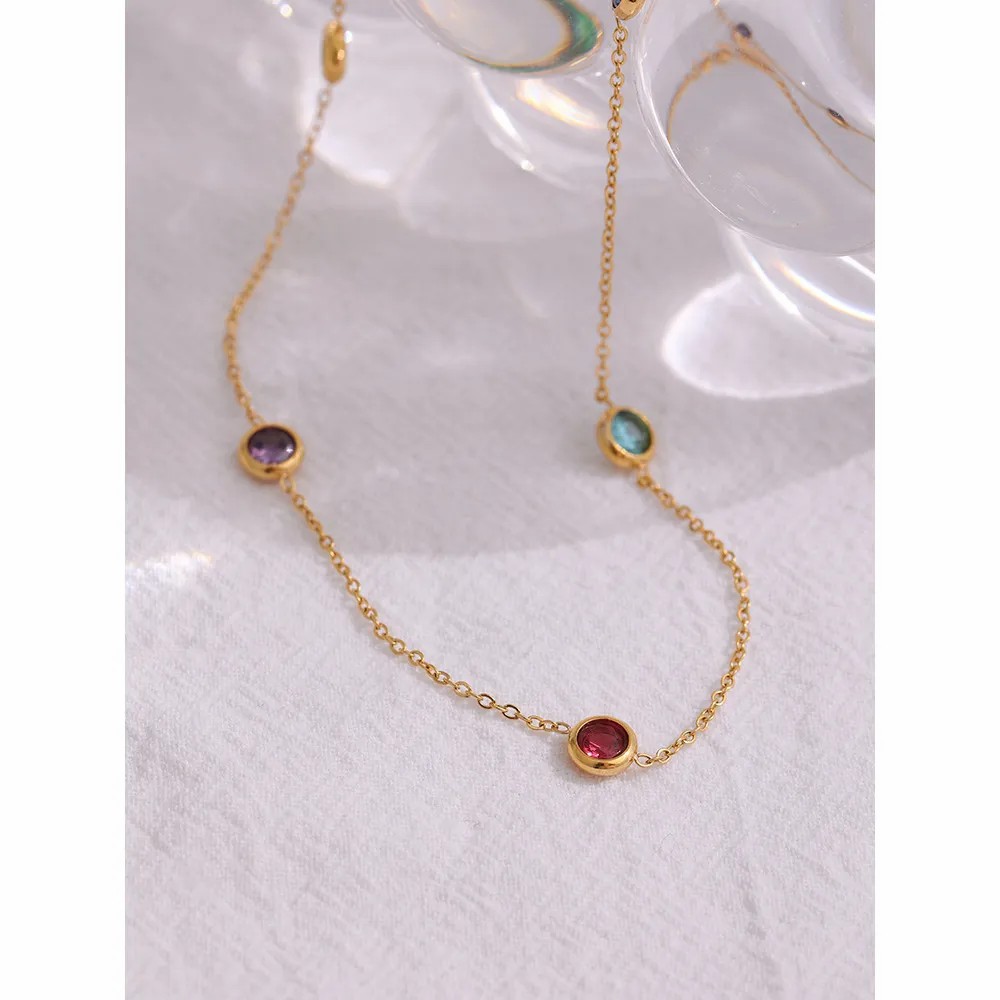 Original Design Multicolor Titanium Steel Plating 18K Gold Plated Necklace_colorza_1