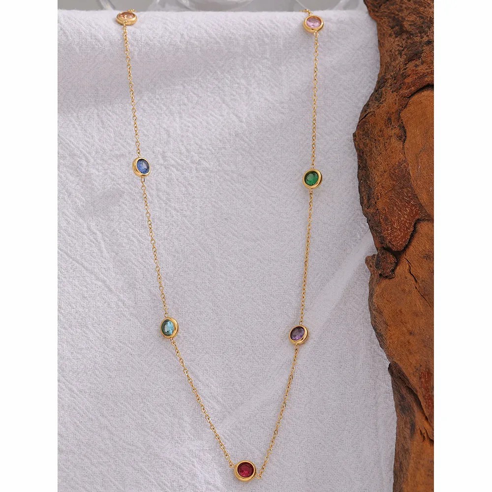 Original Design Multicolor Titanium Steel Plating 18K Gold Plated Necklace_colorza_2