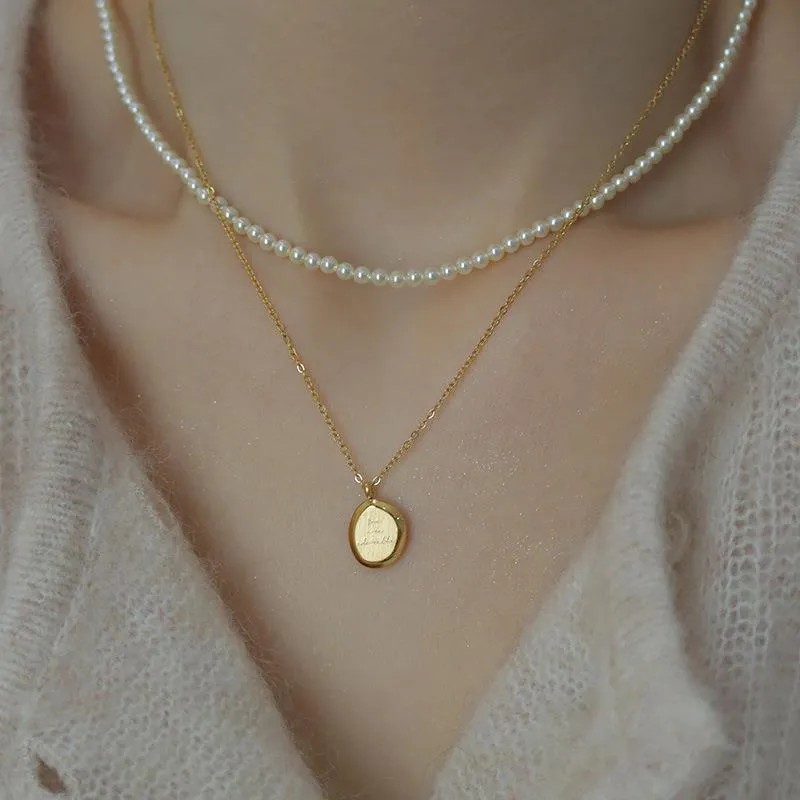 Simple Style Letter Titanium Steel Plating 18K Gold Plated Pendant Necklace_colorza_3