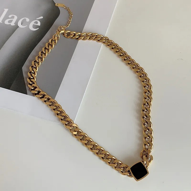 Punk Simple Style Square Titanium Steel Plating 18K Gold Plated Necklace_colorza_1