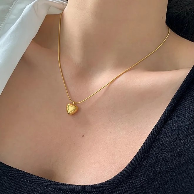 Sweet Simple Style Heart Shape Titanium Steel Plating 18K Gold Plated Pendant Necklace_colorza_2