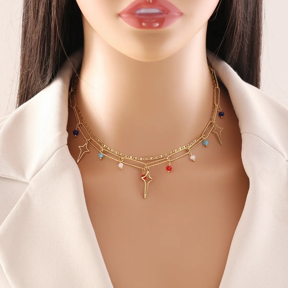 Simple Style Artistic Eye Butterfly Stainless Steel Artificial Crystal Plating Pendant Necklace_colorza_1
