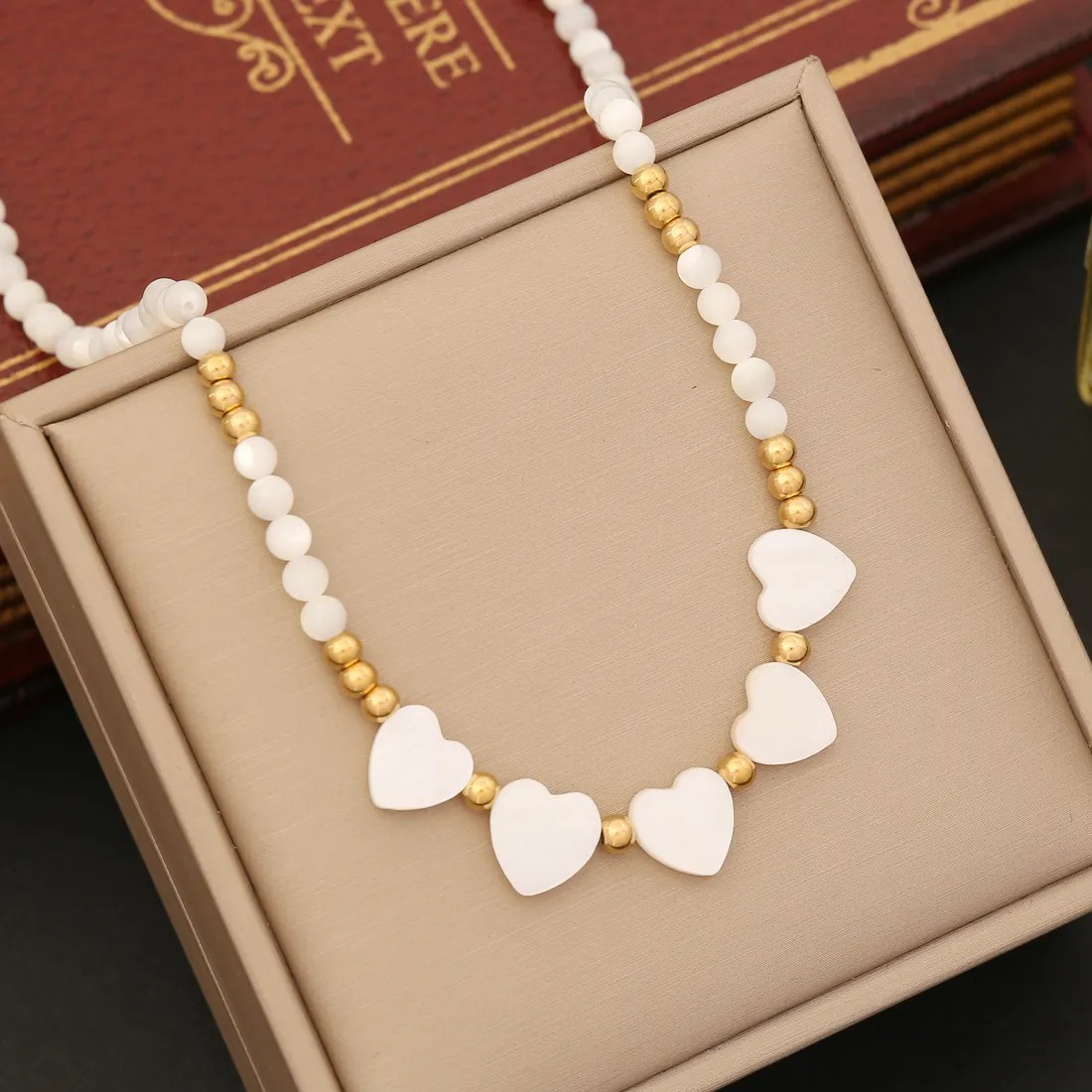 Vacation Star Heart Shape Flower Stainless Steel Shell Beaded Choker_colorza_7