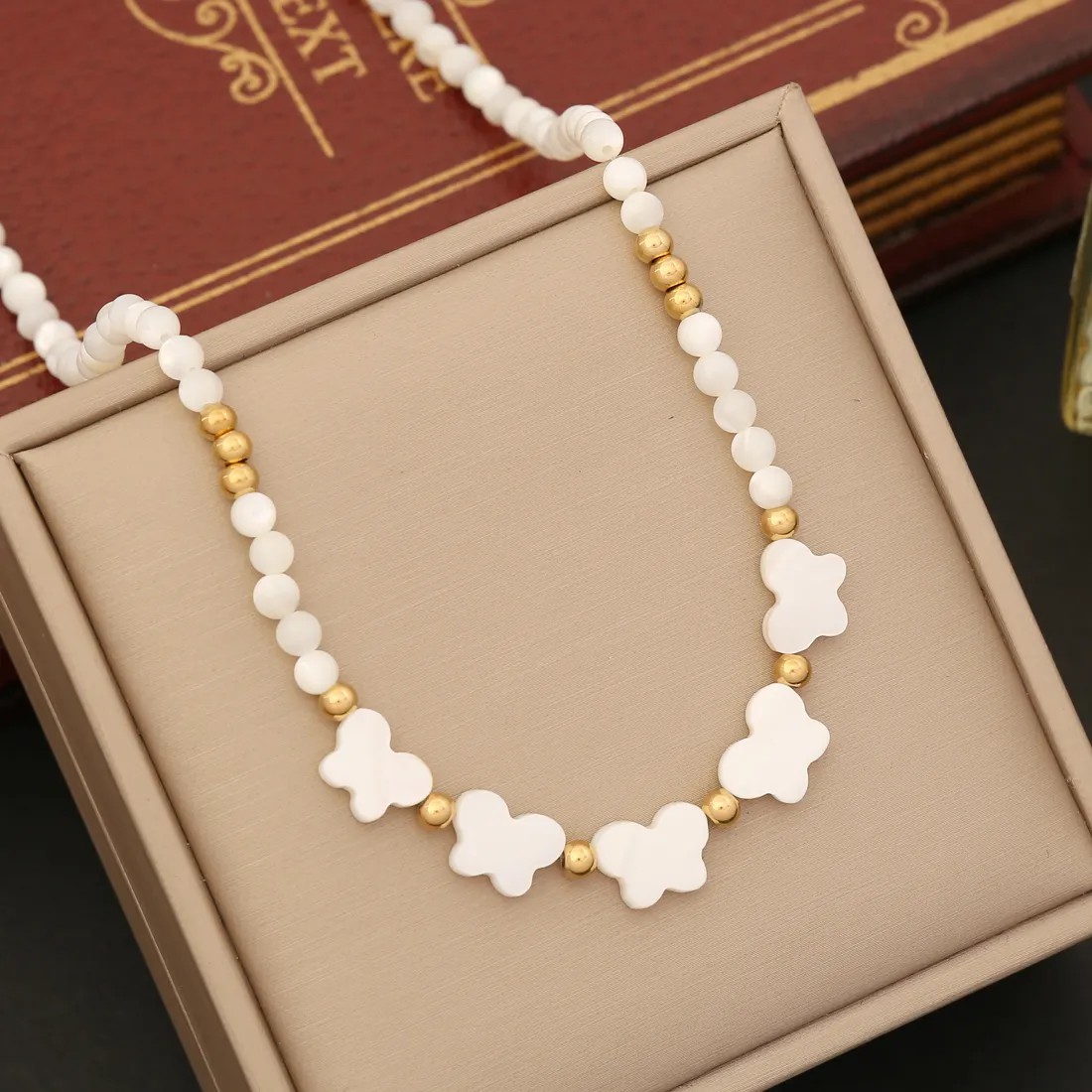 Vacation Star Heart Shape Flower Stainless Steel Shell Beaded Choker_colorza_8