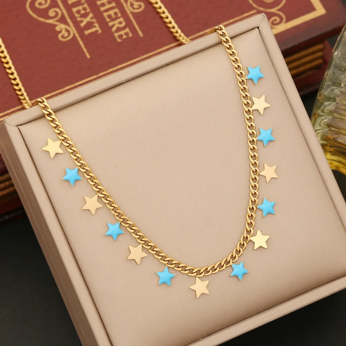 Modern Style Star Moon Heart Shape Stainless Steel Enamel Pendant Necklace_colorza_2
